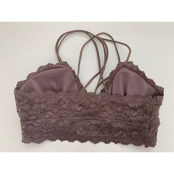 By Together Strappy Lace Bralette Size Small Taupe w/ Removable Pads - Picture 5 of 9